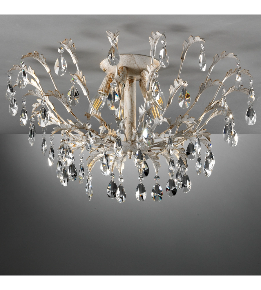 LAMPADARIO 5 LUCI ONLI "CESTA" AVORIO E14
